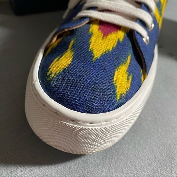 Ralph Lauren Spring 2022 Collection Blue Multi Ikat Print Simra Low Top Sneaker - Picture 16 of 16